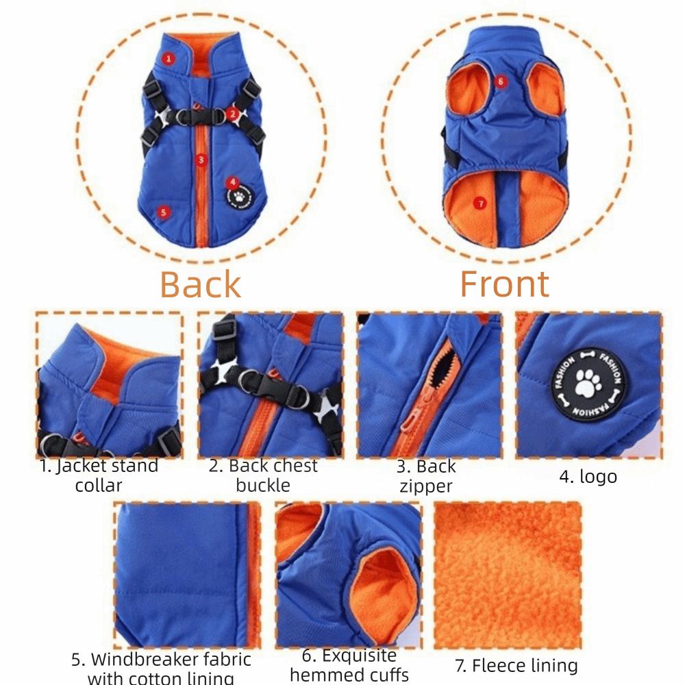 Thicken Winter Dog Clothes Adjustable Dog Jacket Waterproof Dog Coat for Dogs Cats