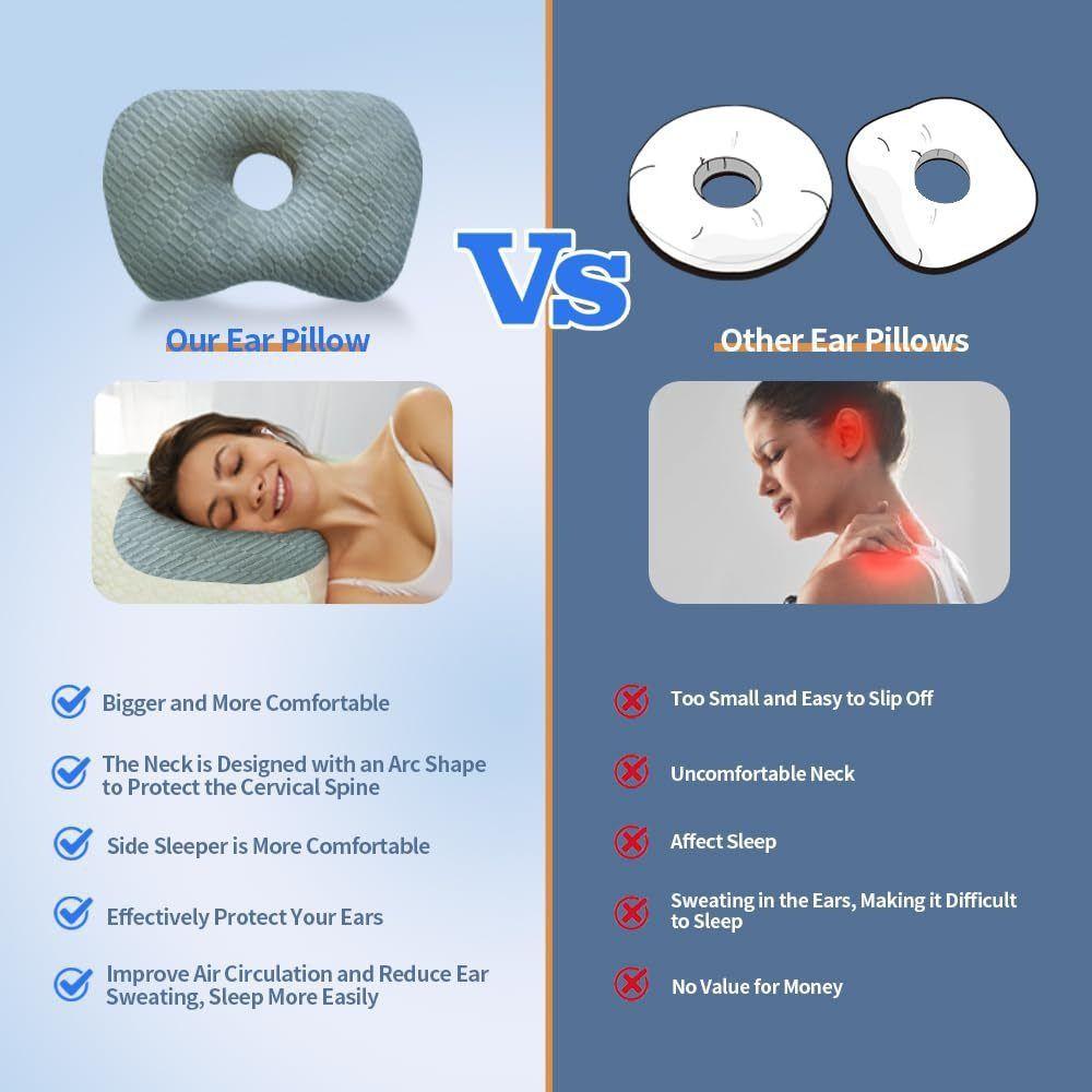 Ergonomic Ear Piercing Pillow Cotton Filling Pillow with Ear Hole  for Ear Pain Relief