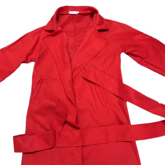 Women Winter Overcoat with Belt Turn-down Collar Pockets Pure Color Cardigan Mid Length Coat Thermal Long Sleeves Commuting Dating Winter Coat