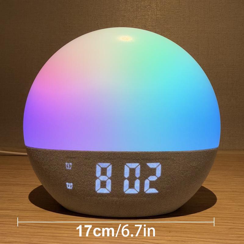 Wake Up Light Alarm Clock Sunrise/Sunset Simulation FM Radio Color Night Light White Noise Machine Bedside Clock for Home Decor
