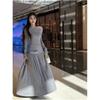 Women's Autumn and Winter Temperament Solid Color Suit Strapless One-line Collar Knitted Sweater + Half-body Long Skirt Two-piece Suit