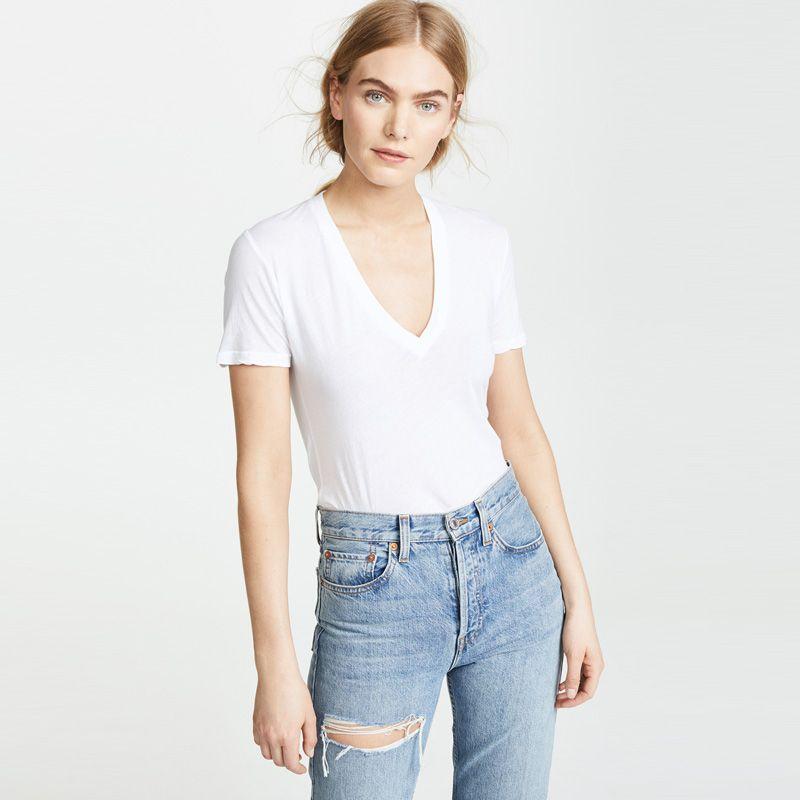 2025 Summer New V Neck Short Sleeve T-shirt Modal Cotton Ins Easiest for Match Pure Color Slimming Women's Shirt Elegant Fashion