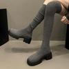 Модные женские высокие сапоги на платформе, дизайнерские зимние туфли, ботфорты-носки, модные ботинки челси 2025, новые, уютные, для платья, ботинки женские