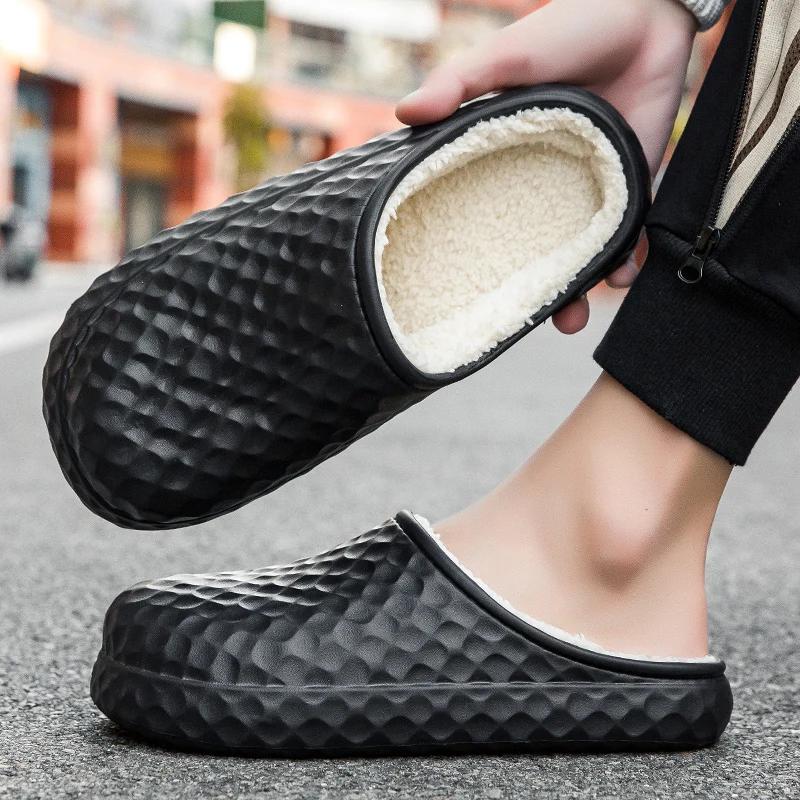 Winter Warm Slippers Men Women Couples House Non Slip Soft Shoes Comfort Flat Heel Home Indoor Bedroom Plush Slippers Man