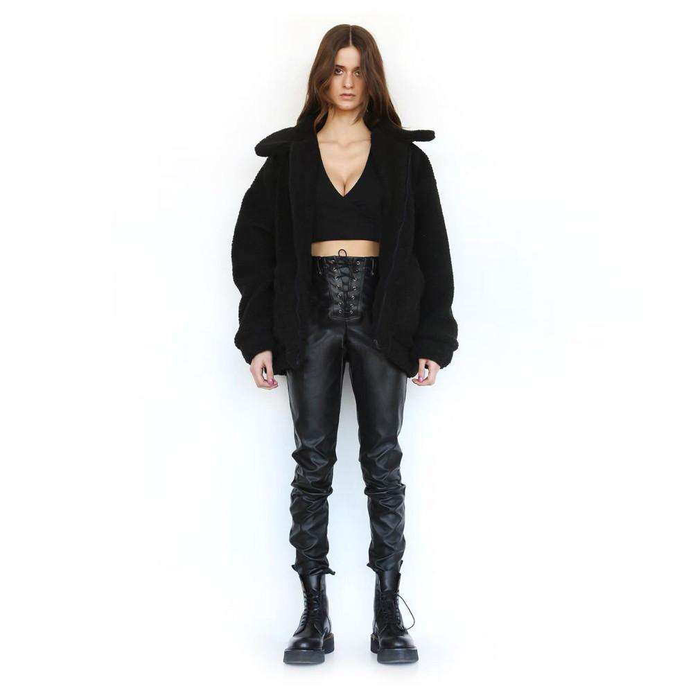 Женское пальто из искусственной дубленки с длинными рукавами и лацканами, зимнее пальто бойфренда из искусственного меха