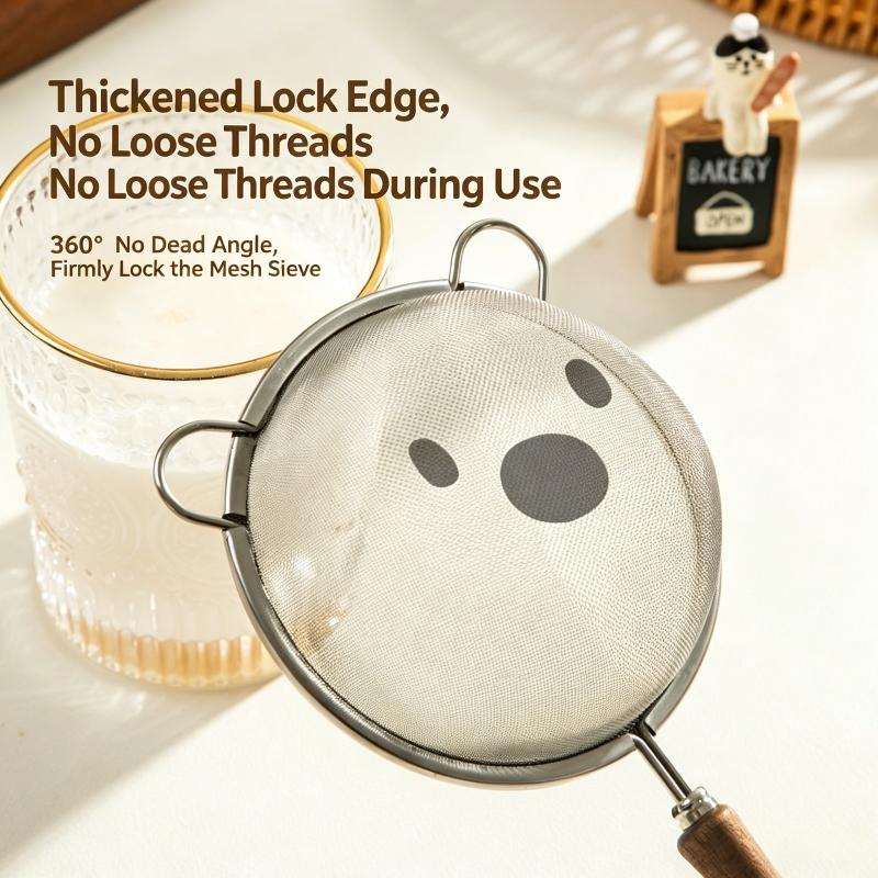 Fine Filter Strainer 304 Stainless Steel Wooden Handle Complementary Food Soybean Milk Filter Residue Spoon