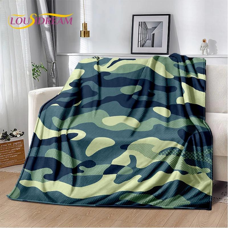 2025 Colorful Camo Green Camouflage Soft Blanket,Soft Throw Blanket for Home Bedroom Bed Sofa Picnic Travel Cover Child Gift