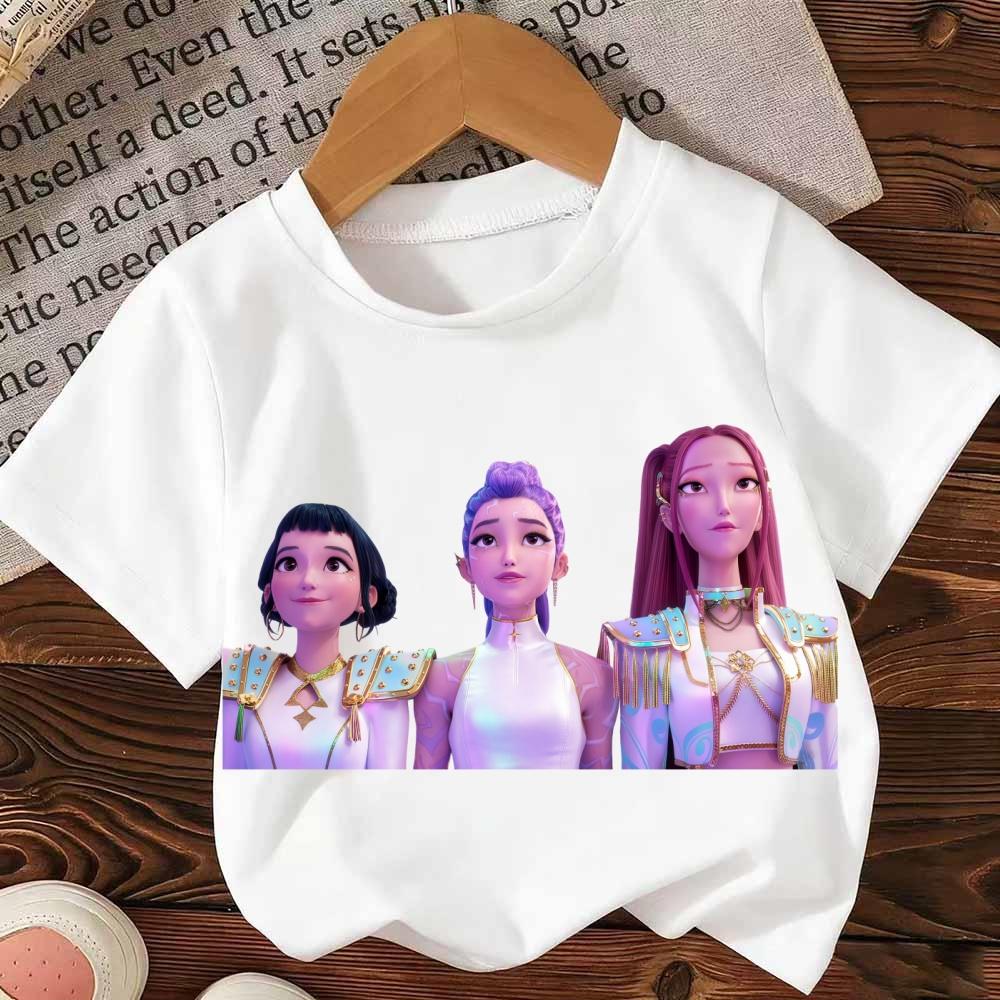 Witch Hunter Team Cute Printed Pure Cotton Fashionable Round-neck White Top Short-sleeved Boys' and Girls' T-shirts.
