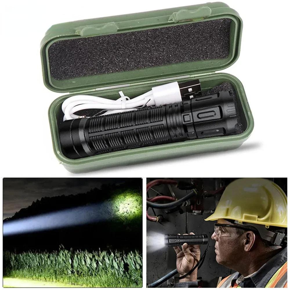 Портативный светодиодный фонарик USB перезаряжаемый карманный фонарик водонепроницаемый фонарик с функцией выхода Power Bank для походов и походов
