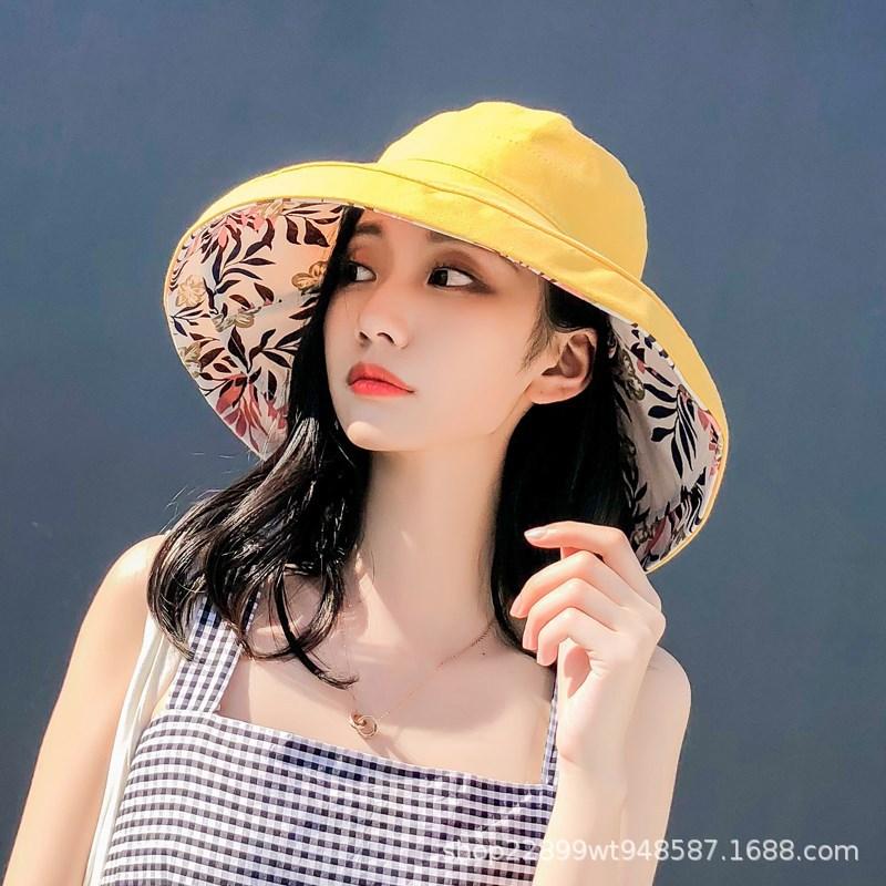 TWINFLAMES Summer Women's Fashion Double-sided Fisherman Hat Outdoor Tide Sunscreen Sun Hat