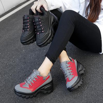 Женские кроссовки на массивном каблуке, повседневные туфли на высоком каблуке на танкетке, женские водонепроницаемые туфли на плоской подошве со шнуровкой