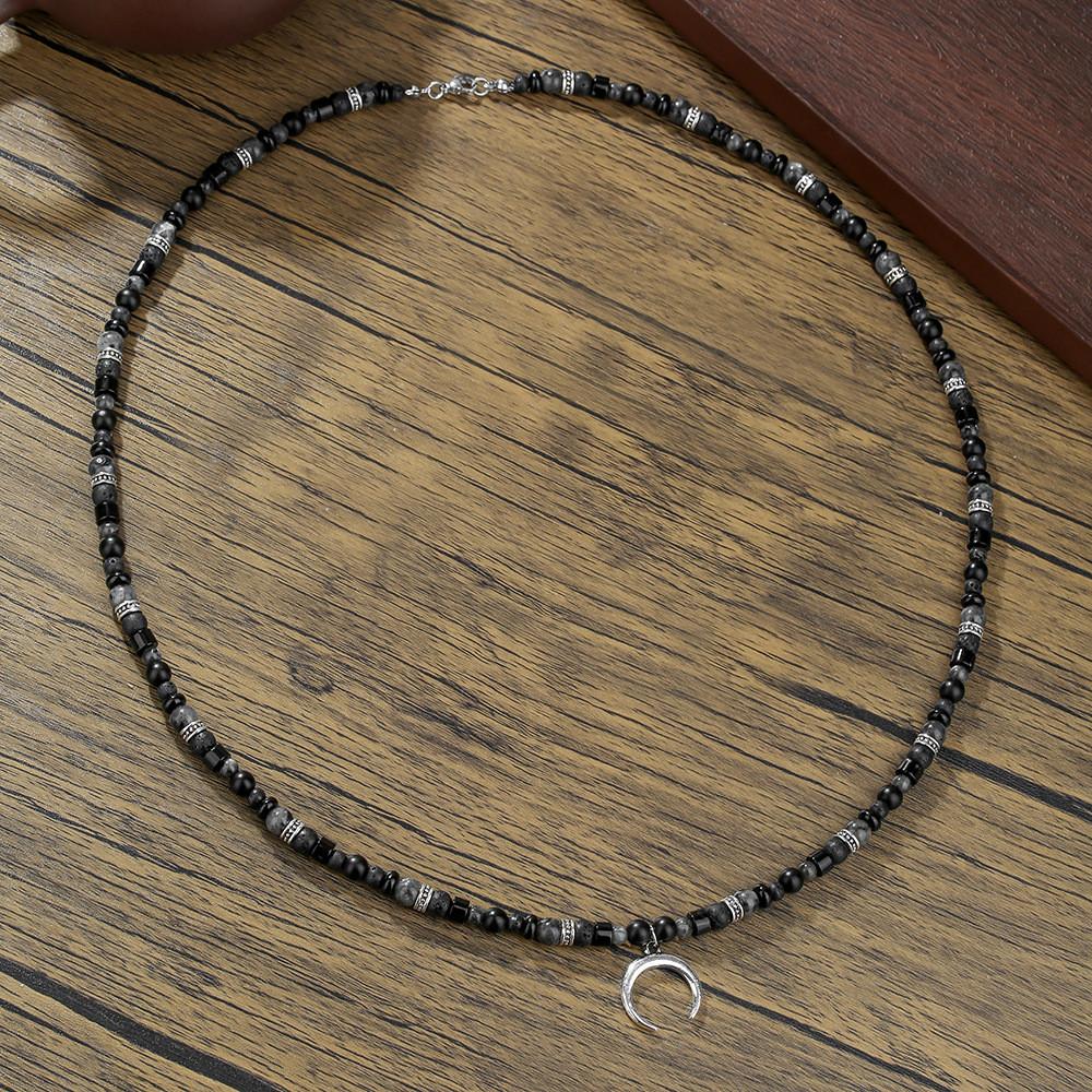 Vintage Moon Pendant Necklace With Geometric Design For Men And Women