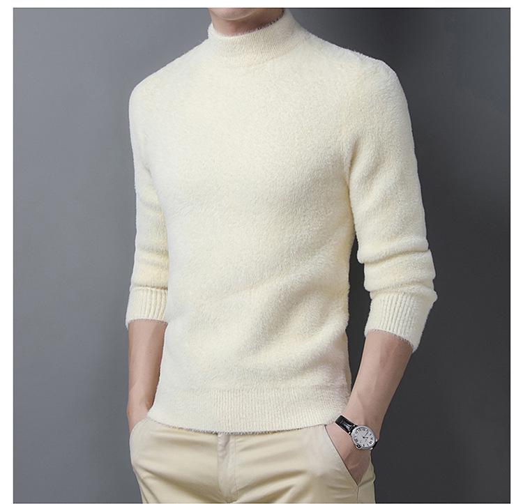 Unisex Thickened Mink Velvet Sweater with Semi-High Neck - Winter Warm Cashmere Base Shirt