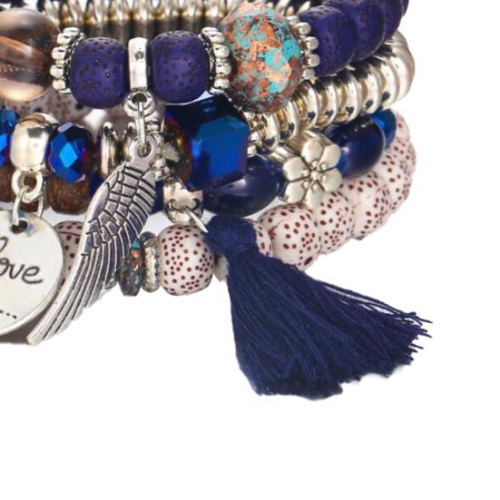 4 шт./компл. браслеты из бисера в богемном стиле, штабелируемый многослойный современный красивый браслет-подвеска