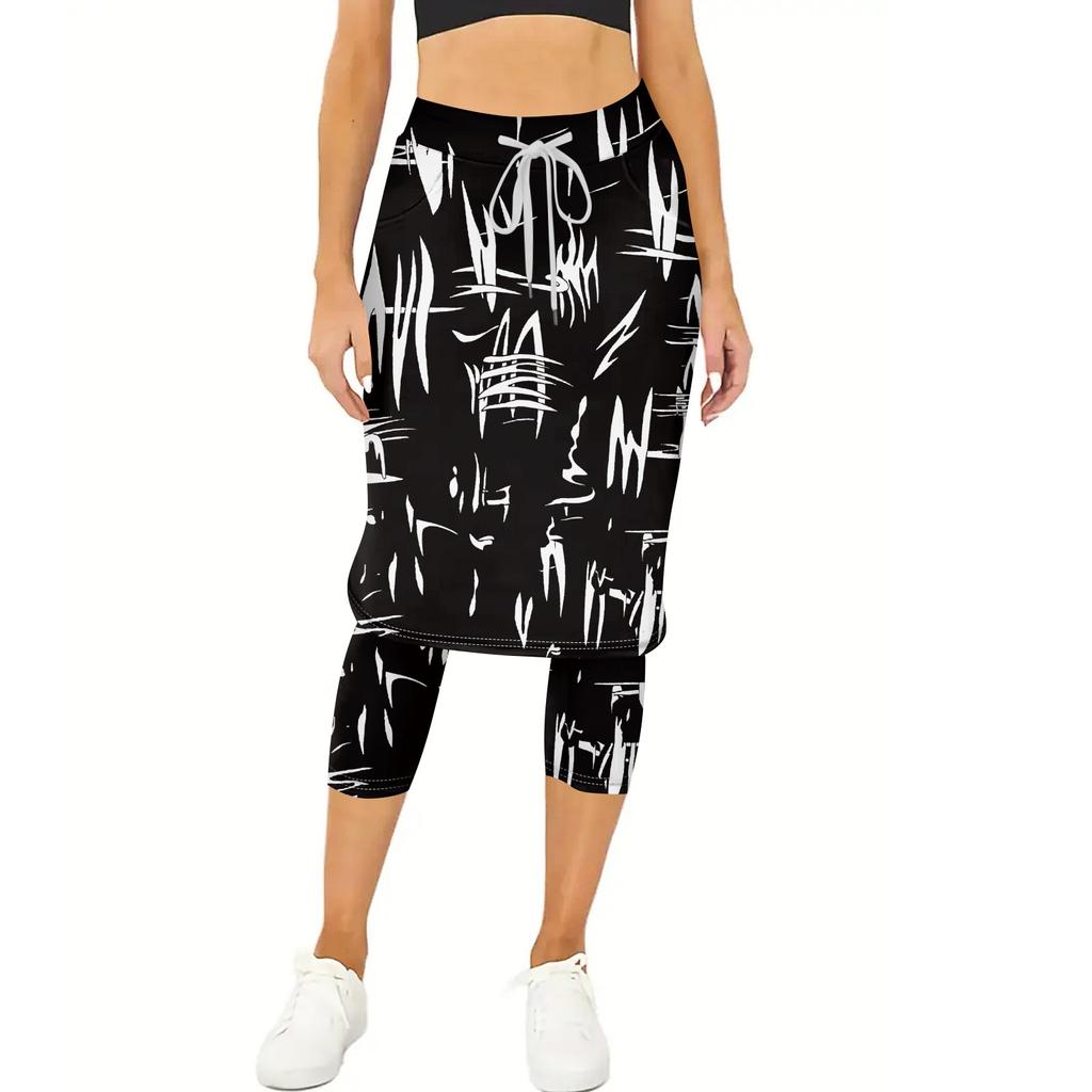 Женские теннисные юбки для гольфа Леггинсы с юбкой для тренировок Брюки для йоги с юбками Шорты с карманами