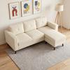 Corner Sofa 192 cm L-Shape 3-Seater Sofa with Reversible Chaise Longue, Corduroy Look, for Small Spaces, Cream White
