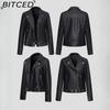 BITCED Осенняя Новинка Женская Кожаная Куртка - Короткая Куртка Байкерского Стиля с Воротником