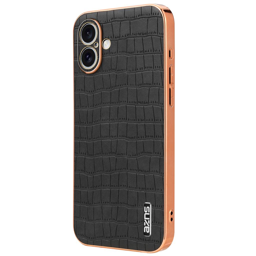 AZNS For iPhone 16 Case Electroplating Crocodile Texture PU+TPU Phone Cover