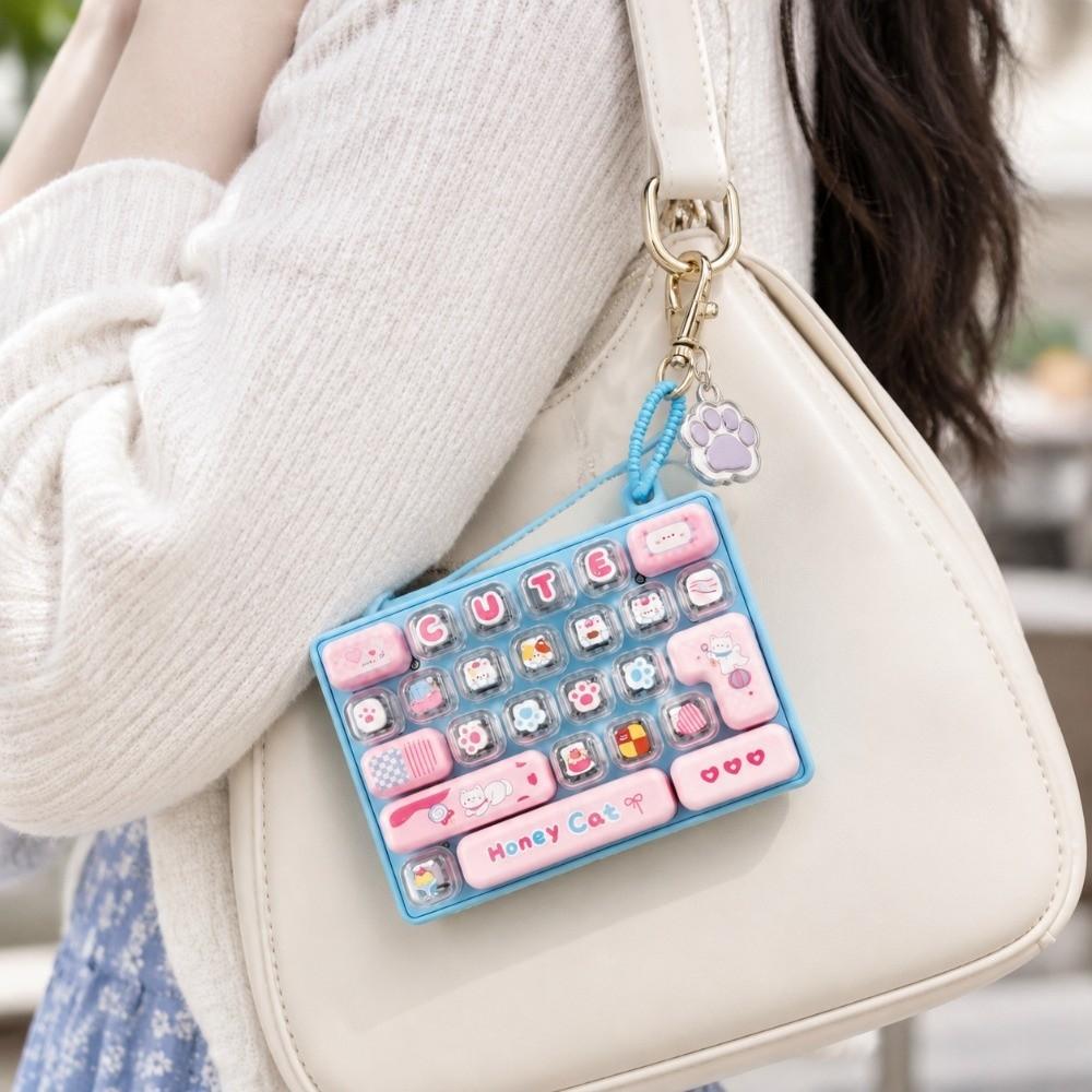 Transparent Dual-Tone Decompression Button Toy Cute Design Keyboard Keychain Children's Bag