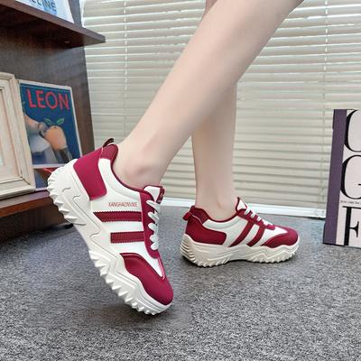 Новые повседневные спортивные туфли весна прилив кожа толстая подошва высокие женские туфли маффин дорожные папины туфли универсальные одинарные туфли