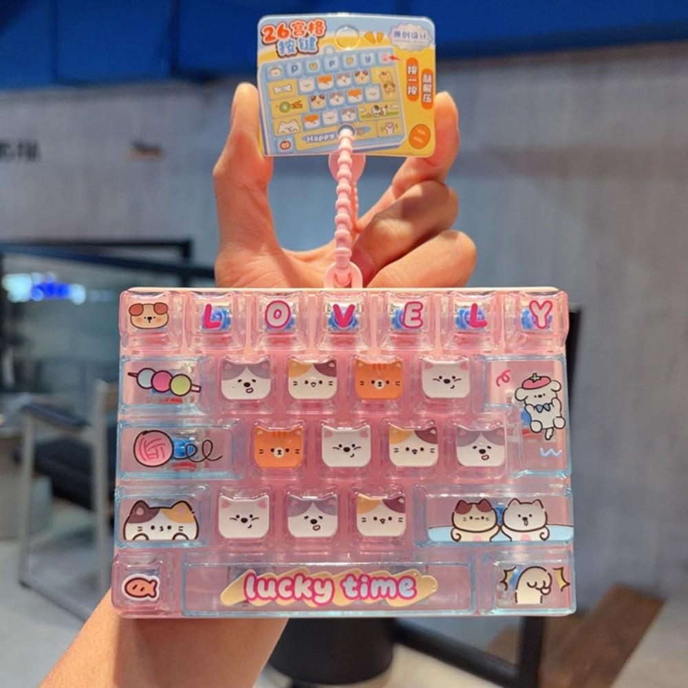 Creative Push Button Keychain Silicone Keycap Clicker Keyring Fidget Keyboard Pendant Small Gift