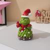 Small Christmas Sculptures Green Monsters Ornament with Santa Hat And Scarf, Resin Frog Cute Elf Tabletop Decor Figurine for Home Decoration, Outdoor