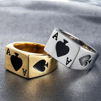 Крутое мужское байкерское казино кольцо Lucky Poker ювелирные изделия для мужчин из нержавеющей стали размер 7-15
