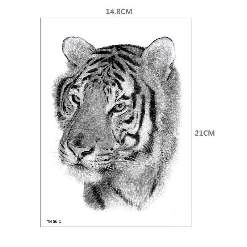 Водостойкая временная татуировка-наклейка Тигр Лев с животным узором на половину руки большой размер переноса воды боди-арт поддельные татуировки для мужчин и женщин