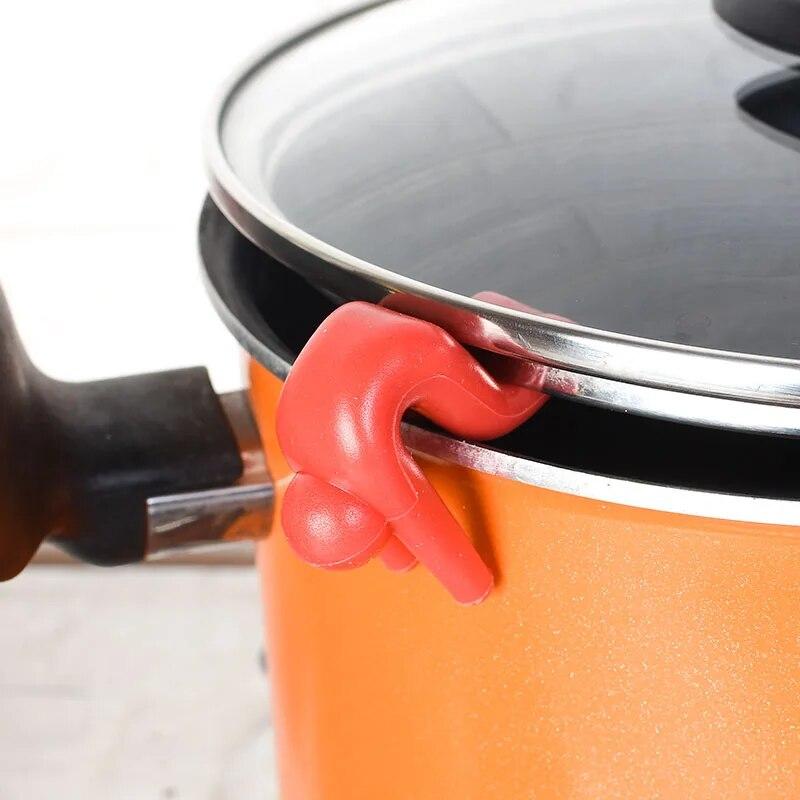 1 шт., подъемник для крышки с защитой от проливания, кухонные инструменты, подставка для крышки, силиконовый термостойкий держатель, украшение для открытой крышки