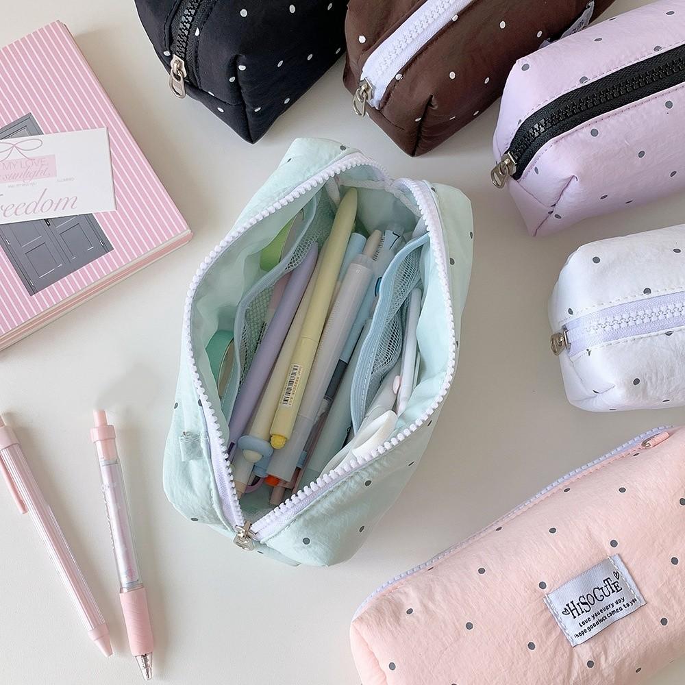 Pencil Pouch Korean Style Pen Bag Large Capacity Cloth Stationery Bag Y2k Dots Pencil Case  Office