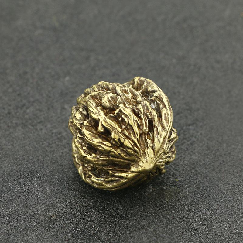 2PCS Vintage Brass Solid Large Walnut Antique Pure Copper Handicraft Ornaments