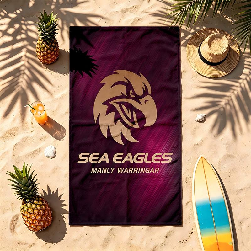 Manly Warringah Sea Eagles (1) Theme Beach Towel Sand Resistant Soft And Comfortable Suitable For The Pool Camping Yoga And Diving A Travel Essential