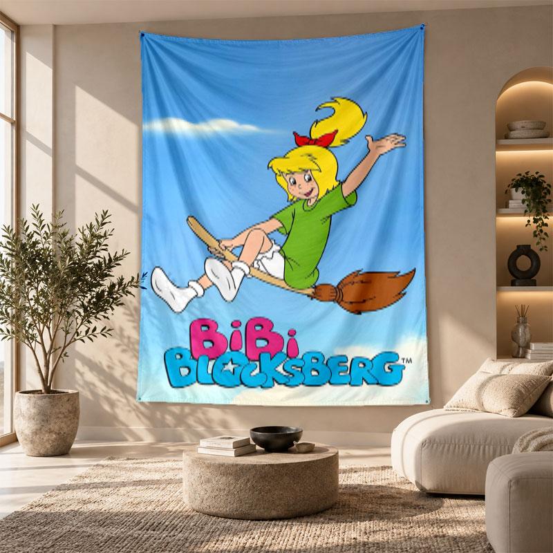 Decorative Tapestry,Bibi Blocksberg Printed Wall Art, Lightweight Wall Hanging For Bedroom Background