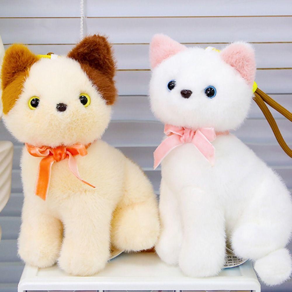 Fluffy Small Cat Plush Keychain Lifelike Simulated Cat Plush Doll Cat Plush Bag Pendant Friend