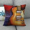 Подушка с акварельной гитарой и саксофоном для спальни, декор для роскошного дома, красивый музыкальный инструмент, наволочка