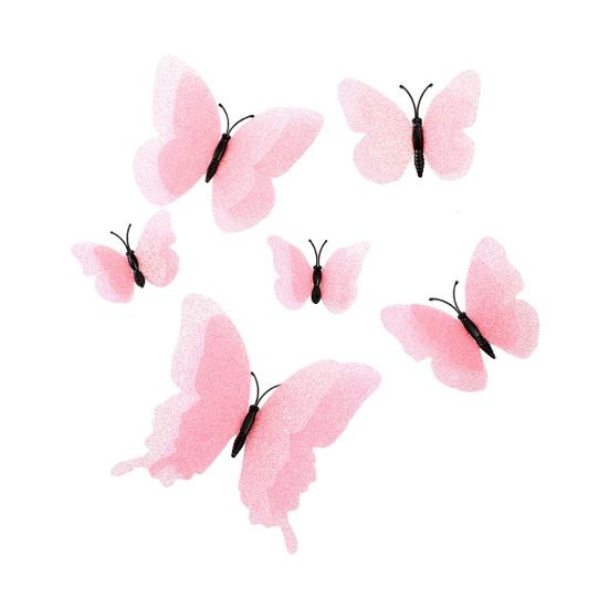 6 Pcs 3D Glitter Butterfly Wall Decor Double Layer Wing Butterfly