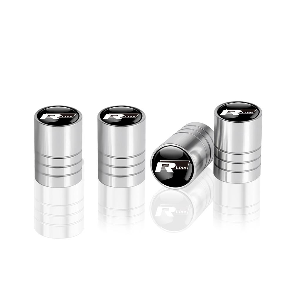 4Pcs Car Metal Wheel Tire Air Valve Dust Caps Accessories With Logo For Volkswagen Golf Rline Passat GTI Sagitar Scirocco Tiguan