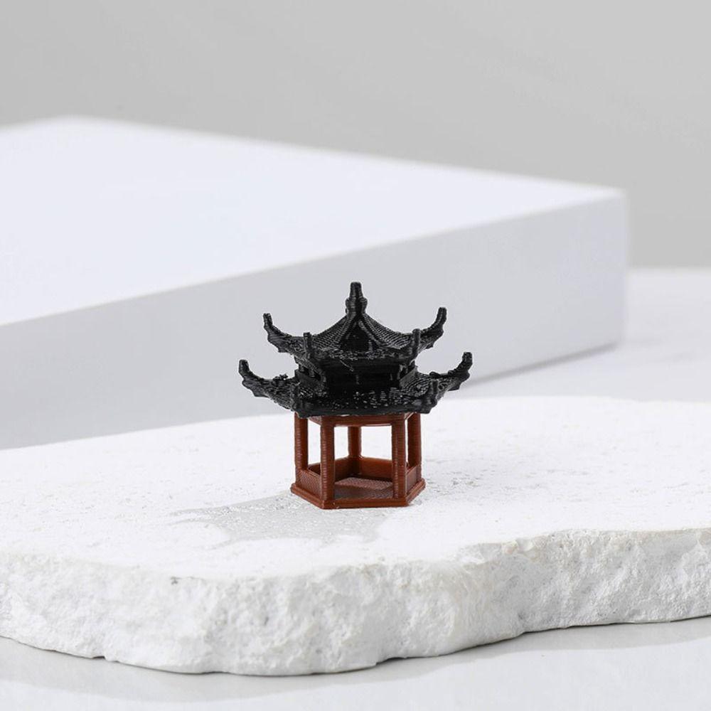 Миниатюрный микроландшафтный шестиугольный декор, фигурка павильона, милая мини-статуэтка пагоды
