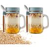 Portable Milk Cup with Lids Glass Breakfast Jar Oats Container Yogurt Pot Overnight Oats Jars