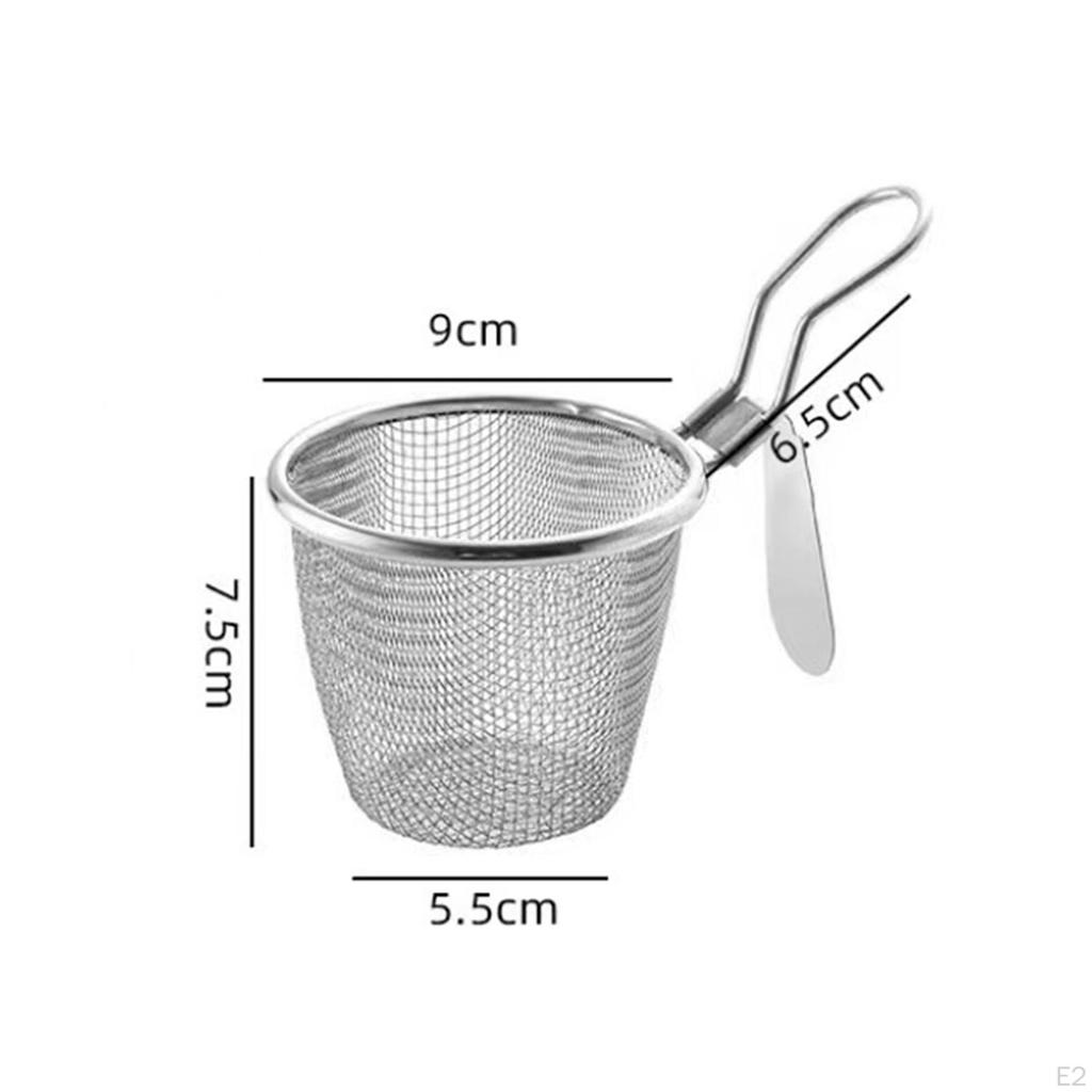 Noodle Strainer Colander Fry Basket Stainless Steel Noodles Mesh Flat Cylinder