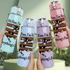 1PC Farm Fence Country Quote Pattern 750ml Color Plastic Sports Water Bottle Leakproof Flip Straw Lid Suitable for Sports Office Home Use