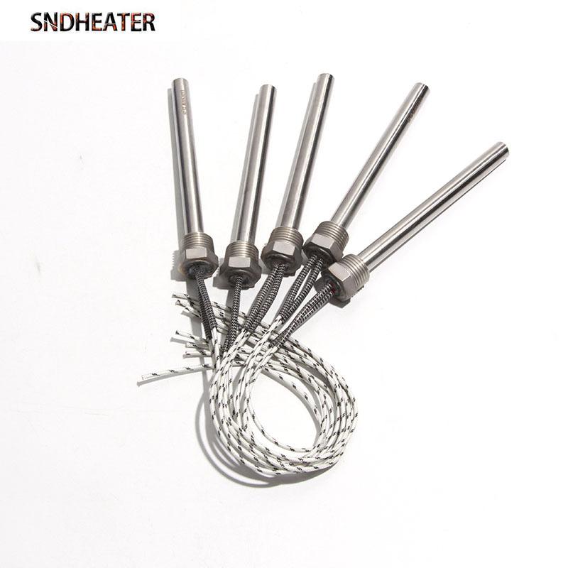SNDHEATER 1pc 110V 220V 380V DN15/21mm Thread Cartridge Heater Single Head Heated Tube 12x100-200mm 300-1000W for Water Bucket