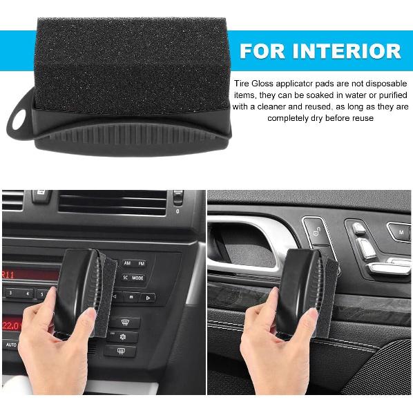 Yourkar 2 PCS Tire Shine Applicator, Flat Dressing Waxing Sponge Pads With Lid Cover, Reusable Polishing Cleaning Foam Applicators With Rectangular