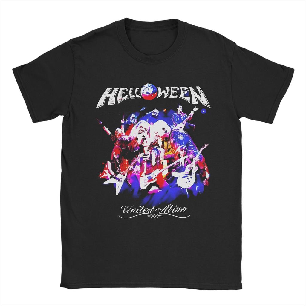 Мужские футболки Heavy Metal Helloween Band Смешные хлопковые футболки с коротким рукавом German Power Rock Футболки с круглым вырезом Одежда Лето