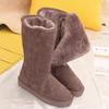 Fashion Women Platform Shoes Side Zipper Women's Snow Boots Winter Round Toe Plush Fleece for Warmth Solid High Tube Flat Snow Boots
