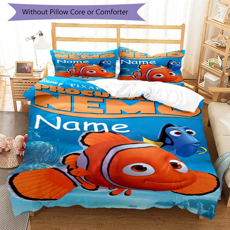3Pcs Custom Name Nemo Bedding Set Duvet Cover Closure Includes 1Duvet Cover 2Pillowcases Soft And Comfortable For All Seasons