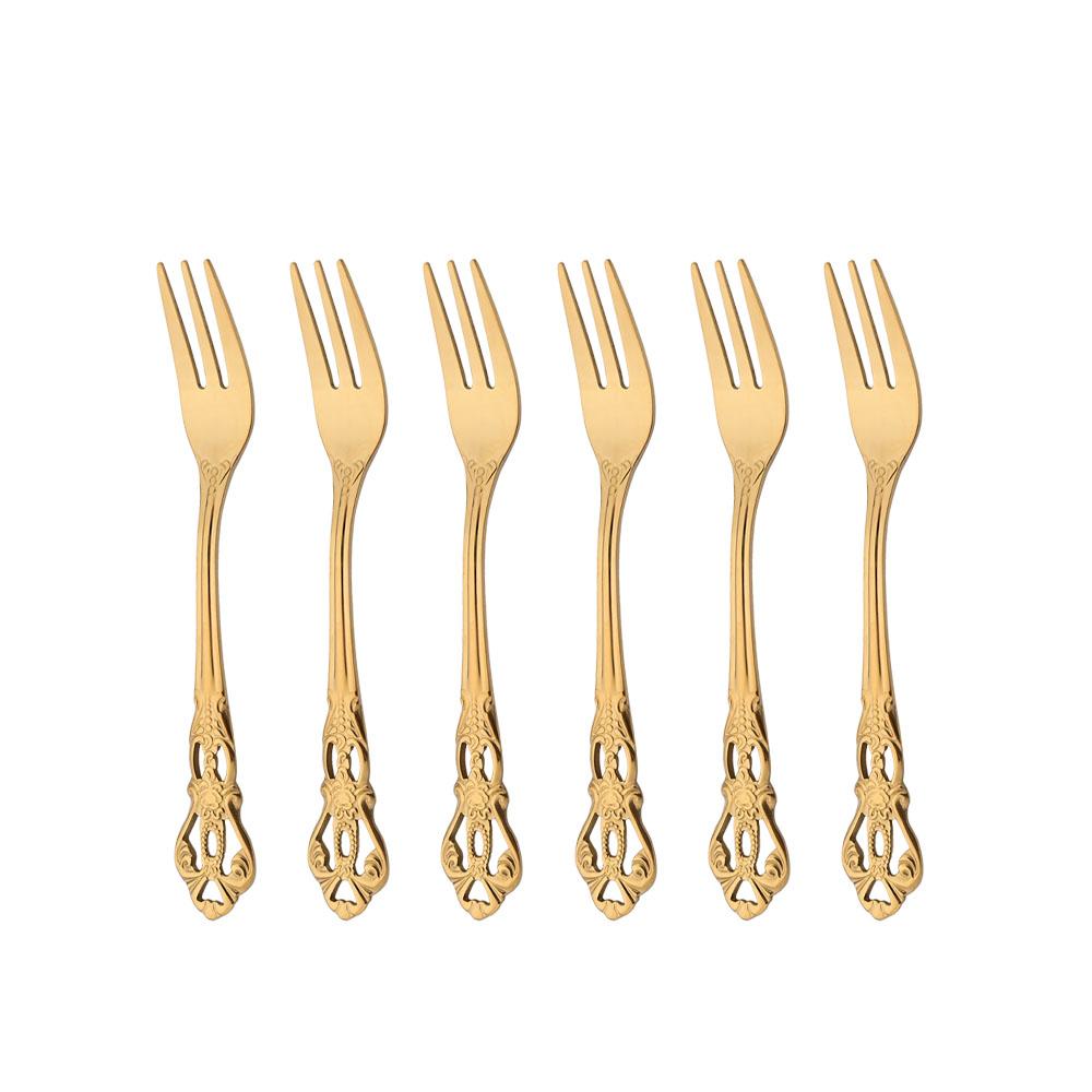 6 шт. вилок для торта из нержавеющей стали, вилки для десерта, разноцветные чайные вилки, радужная маленькая вилка для фруктовых закусок, столовая посуда, набор принадлежностей для вечеринок