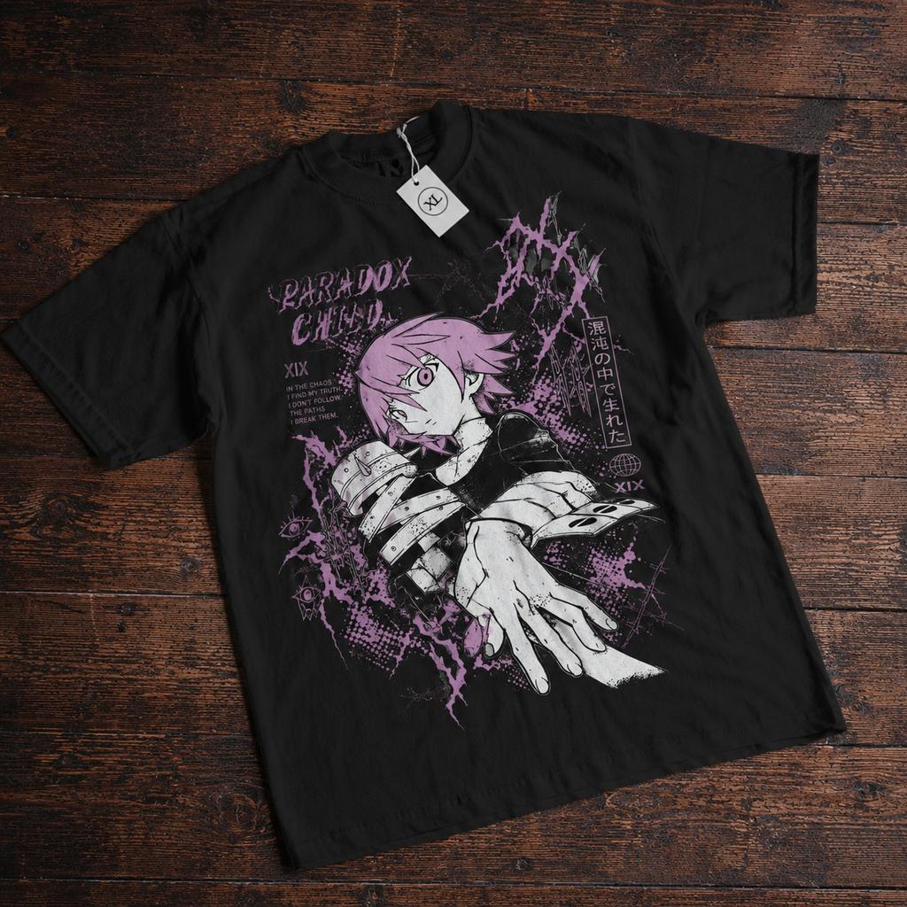 Paradox Child Anime T-shirt Grunge Edgy Streetwear Graphic Tee Black Shirt