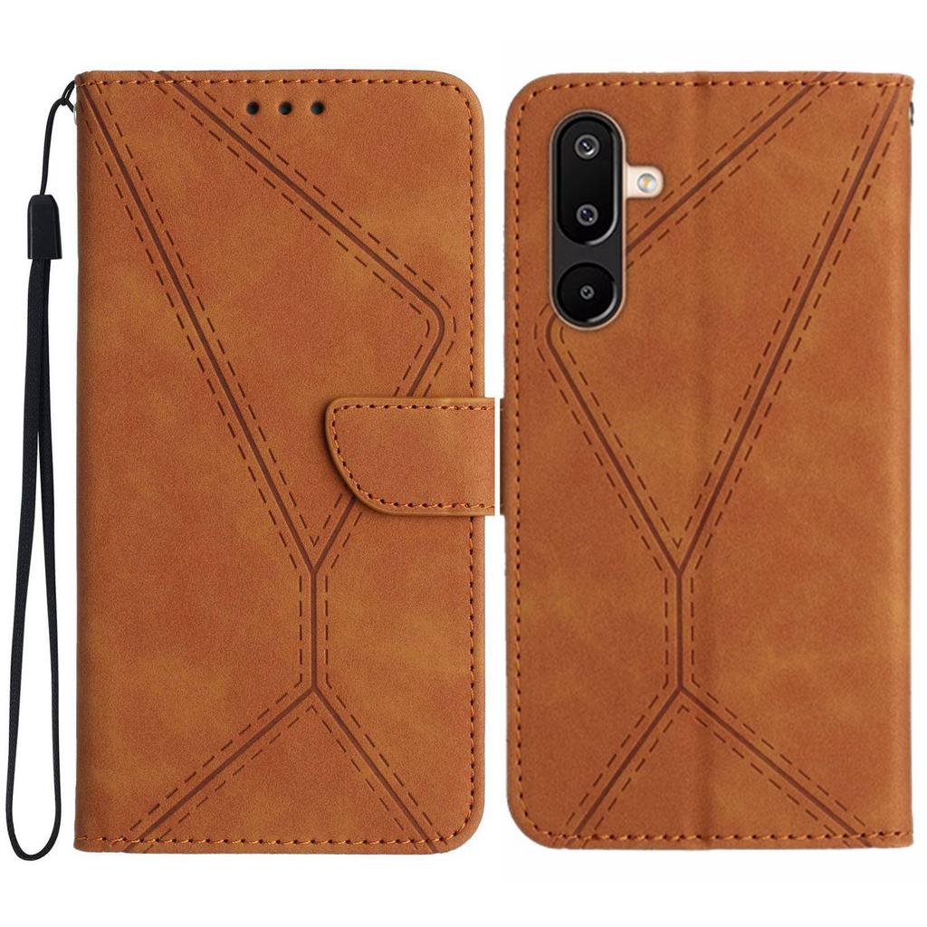 For Samsung Galaxy M36 5G Case Skin Touch Lines Imprinted PU Leather Flip Phone Cover