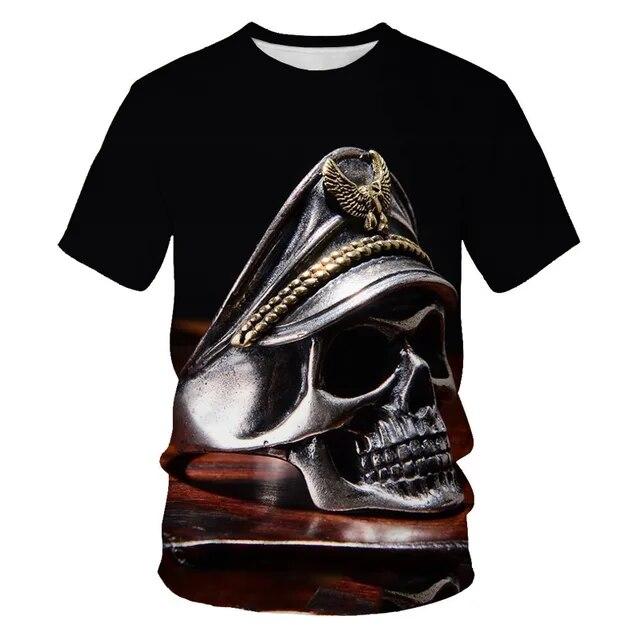 Classic Gothic Skull Horror Death 3D Print Men's T-shirt Summer Casual O-neck Short Sleeve Tops Harajuku Hip-Hop Streetwear Tees